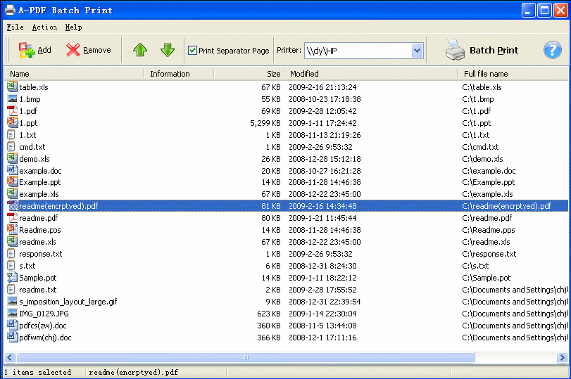 A-PDF Batch Print screenshot
