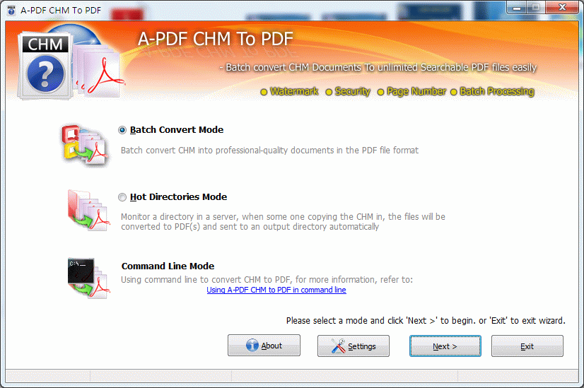 A-PDF CHM to PDF screenshot A-PDF CHM to PDF screenshot
