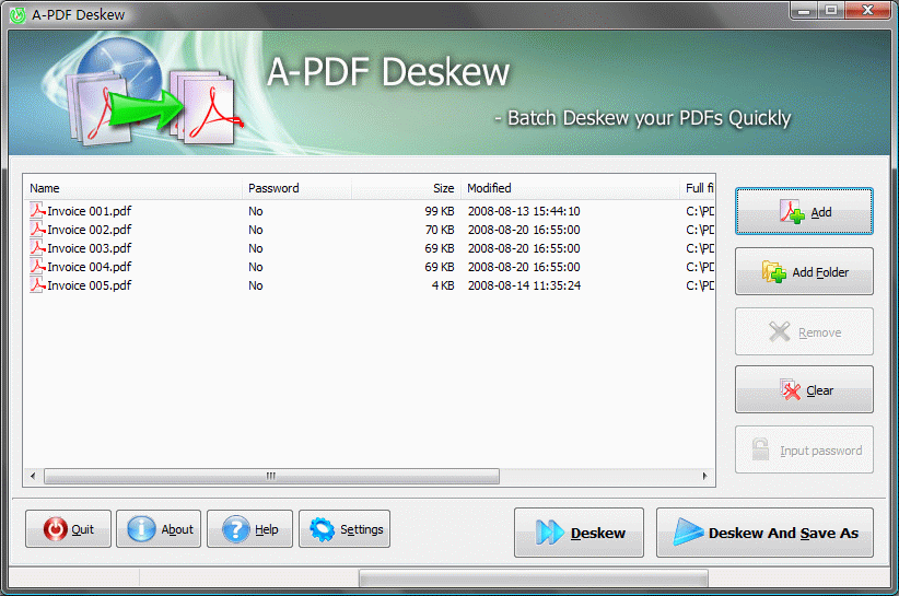 A-PDF Deskew screenshot A-PDF Deskew screenshot