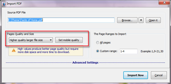 Reduce flipbook file size for quickly publishing