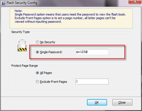 Protect your flipping ebook by setting password