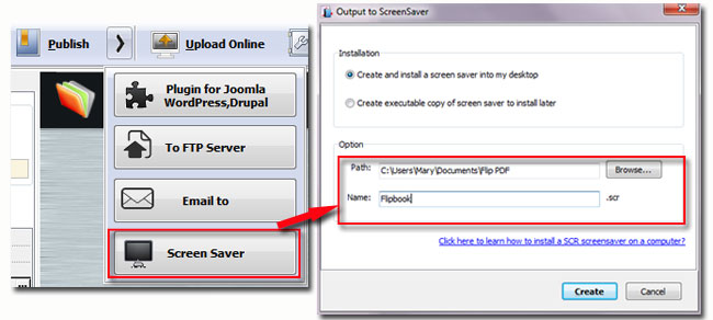 Save digital flip ebook as Screen Saver
