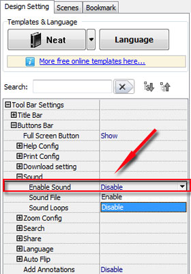 Show or hide flipbook buttons by use of page flip Software