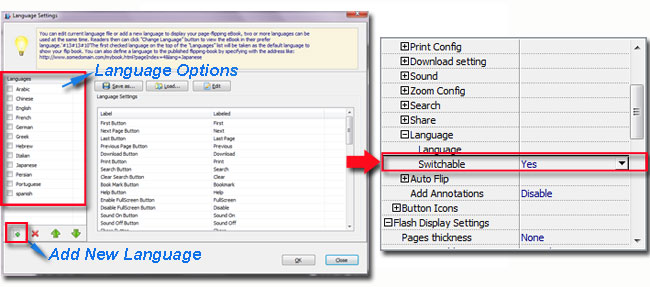 How to enable switch language with FlipBook Maker