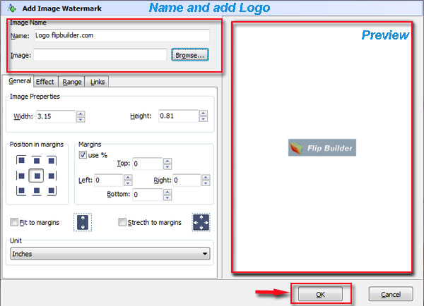 How to present logo watermark on page flip book