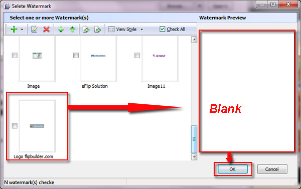 How to remove text or image watermark from output flipbook