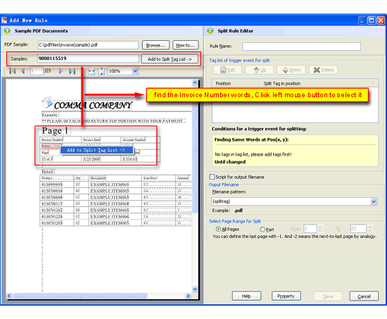 screenshot of A-PDF Content Splitter