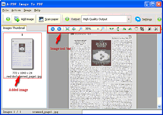 screenshot of A-PDF Image to PDF