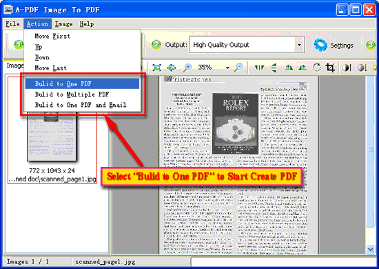 screenshot of A-PDF Image to PDF