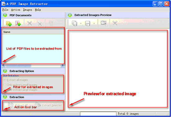 screenshot of A-PDF Image Extractor