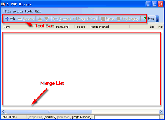 screenshot of A-PDF Merger