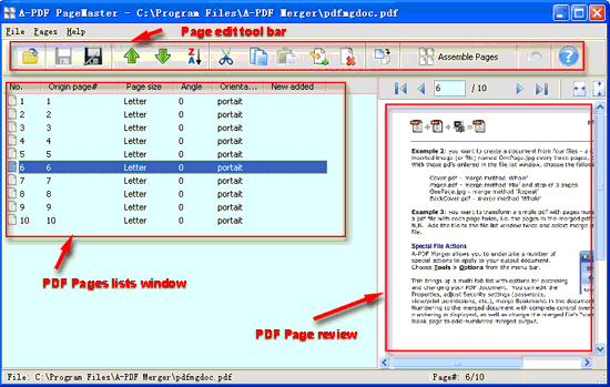 screenshot of A-PDF Page Master