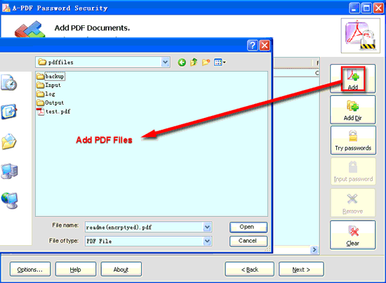 screenshot of A-PDF Password Security