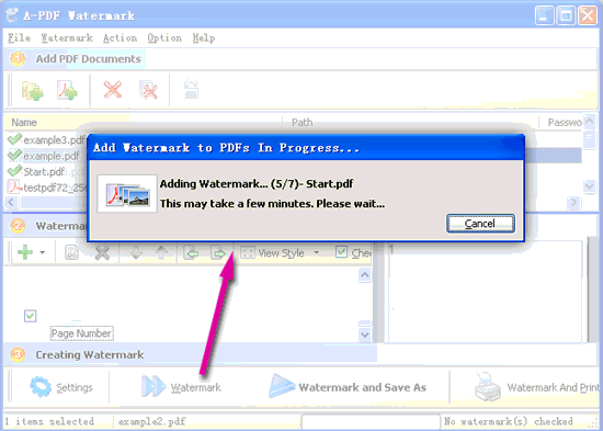 screenshot of A-PDF Watermark tutorial