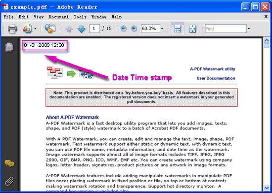 screenshot of A-PDF Watermark tutorial
