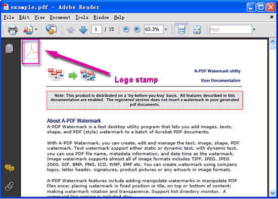 screenshot of A-PDF Watermark tutorial