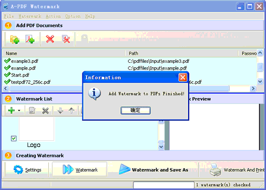 screenshot of A-PDF Watermark tutorial