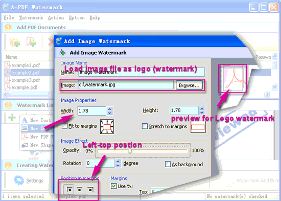 screenshot of A-PDF Watermark tutorial