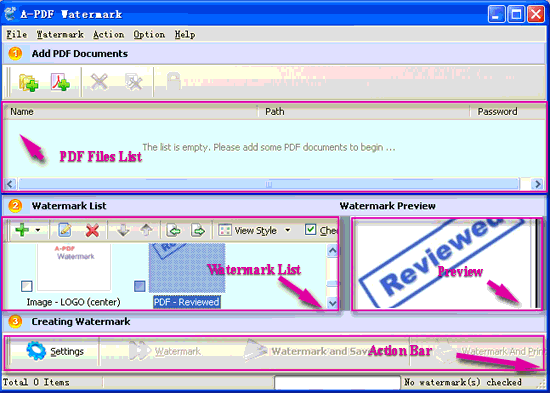 screenshot of A-PDF Watermark tutorial