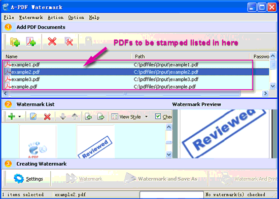 screenshot of A-PDF Watermark tutorial