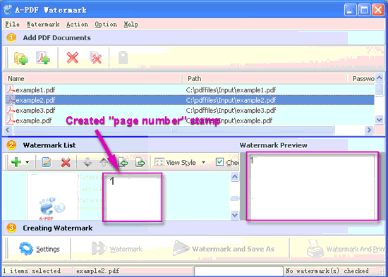 screenshot of A-PDF Watermark tutorial