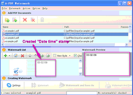 screenshot of A-PDF Watermark tutorial