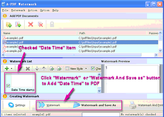 screenshot of A-PDF Watermark tutorial