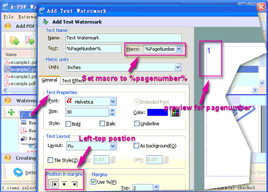 screenshot of A-PDF Watermark tutorial