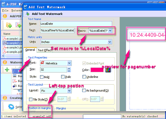 screenshot of A-PDF Watermark tutorial