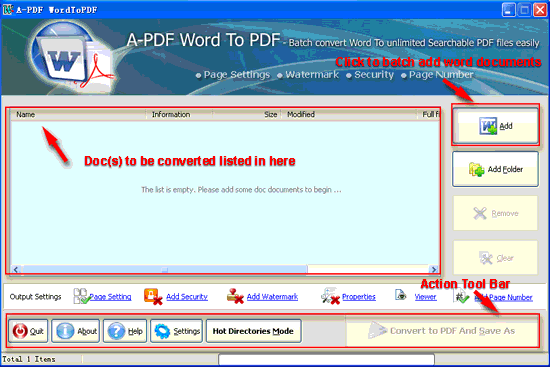 screenshot of A-PDF Word to PDF