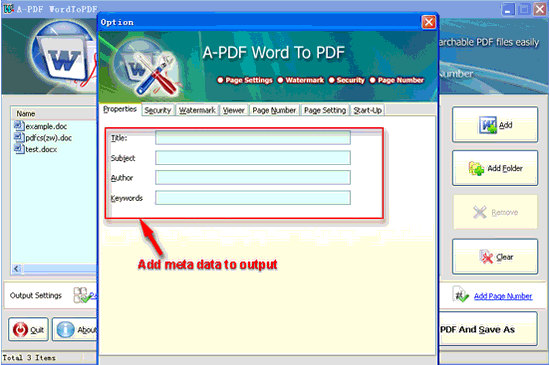 screenshot of A-PDF Word to PDF