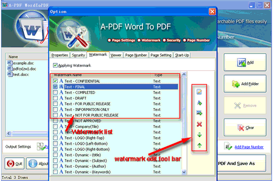 screenshot of A-PDF Word to PDF