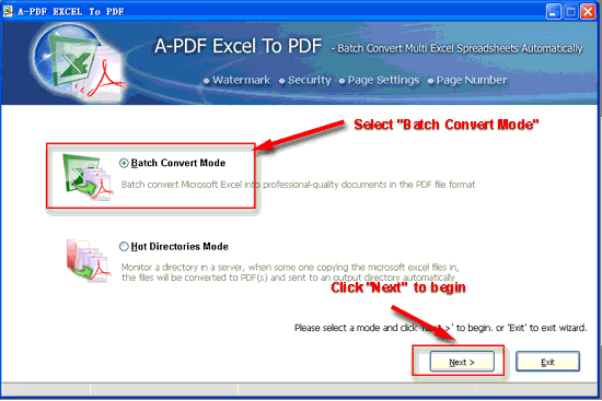 screenshot of A-PDF Excel to PDF