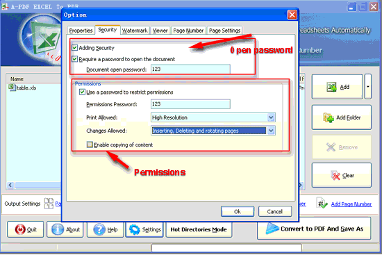 screenshot of A-PDF Excel to PDF