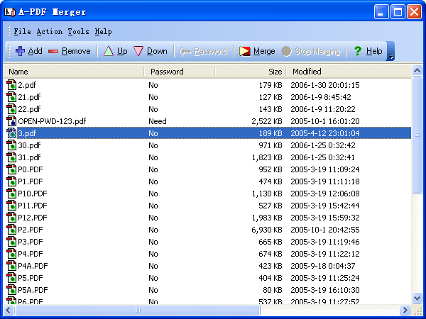 Screenshot of A-PDF Merger 2.4.4