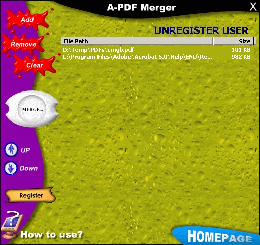 A-PDF Merger - Merge two or more Acrobat PDF files.