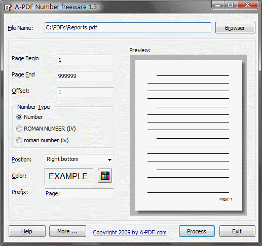 Screenshot of A-PDF Number