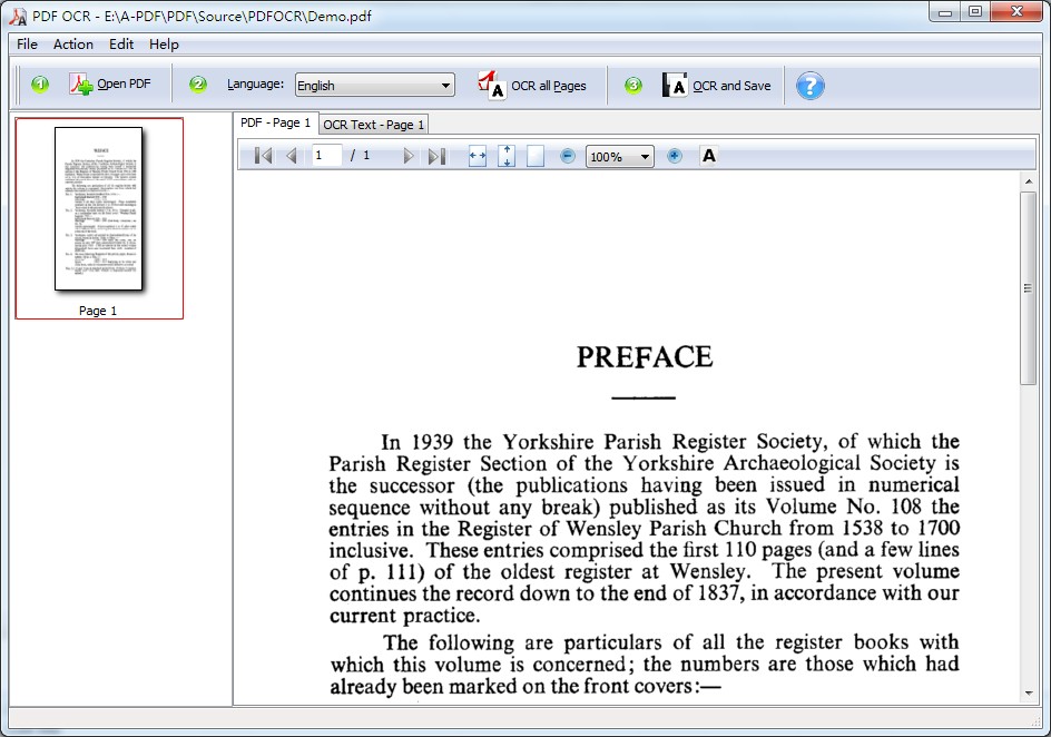 OCR scanned PDF files and converting it into searchable and editable texts