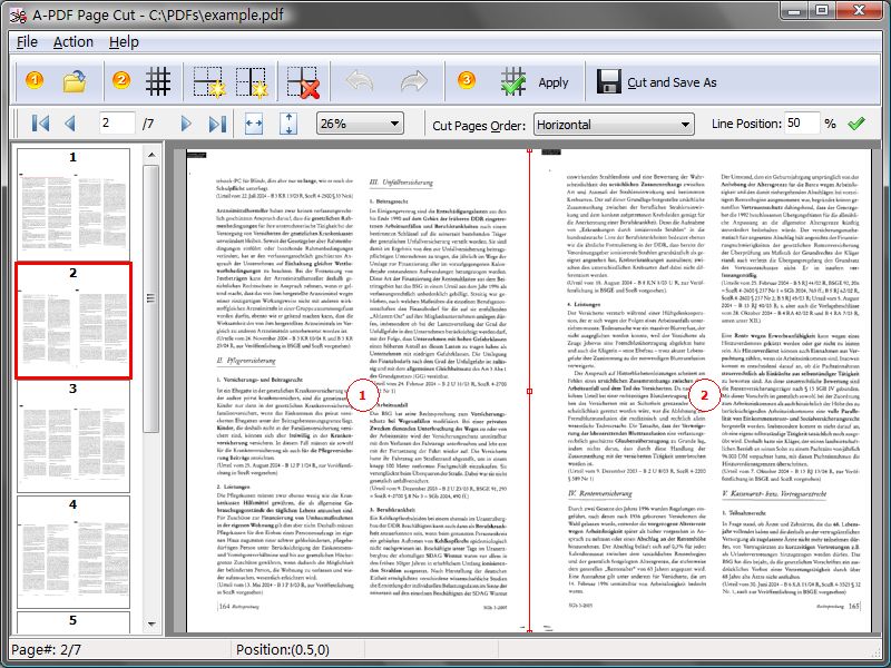 Break PDF pages to more pieces.