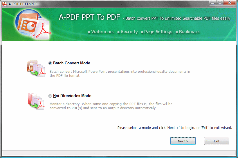 Convert a batch of MS Powerpoint documents to PDF files.