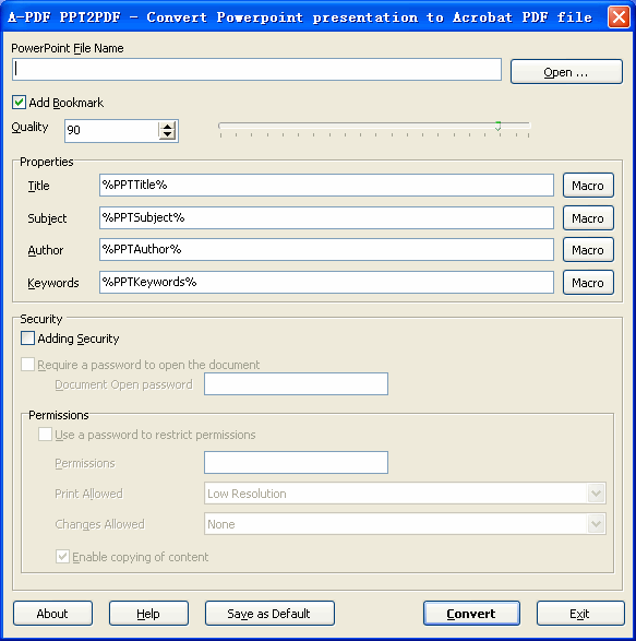 Screenshot of A-PDF PPT2PDF 1.0.0