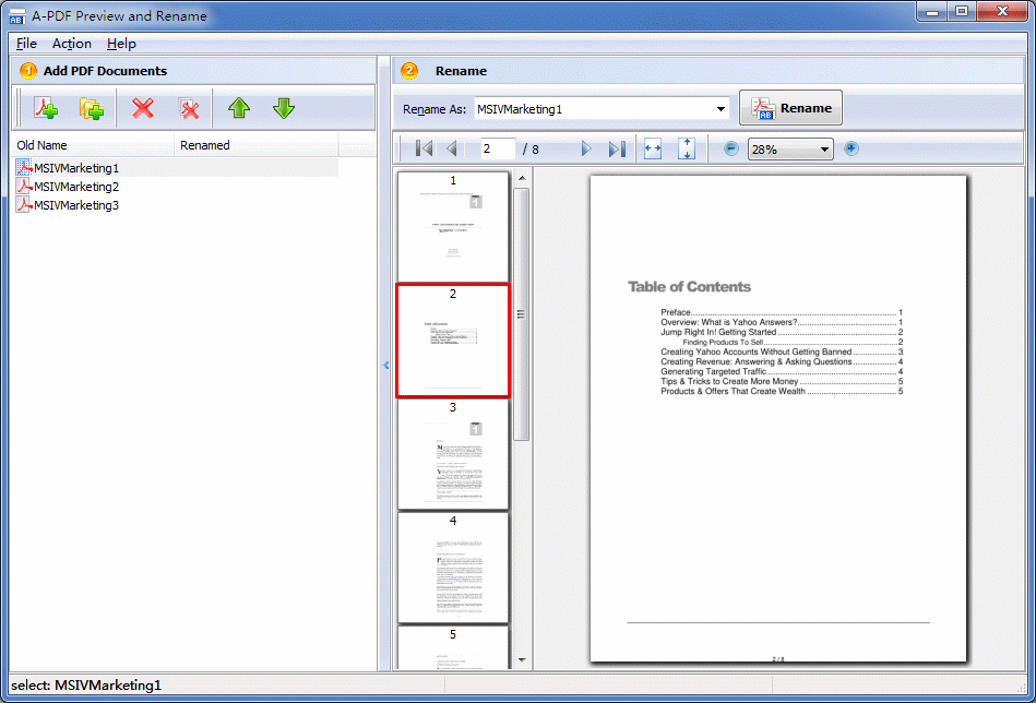 A-PDF Preview and Rename screenshot