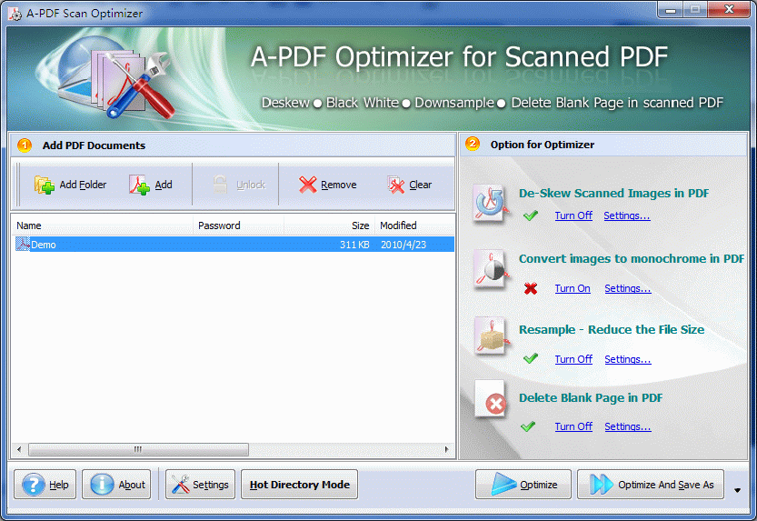 Windows 7 A-PDF Scan Optimizer 3.3 full