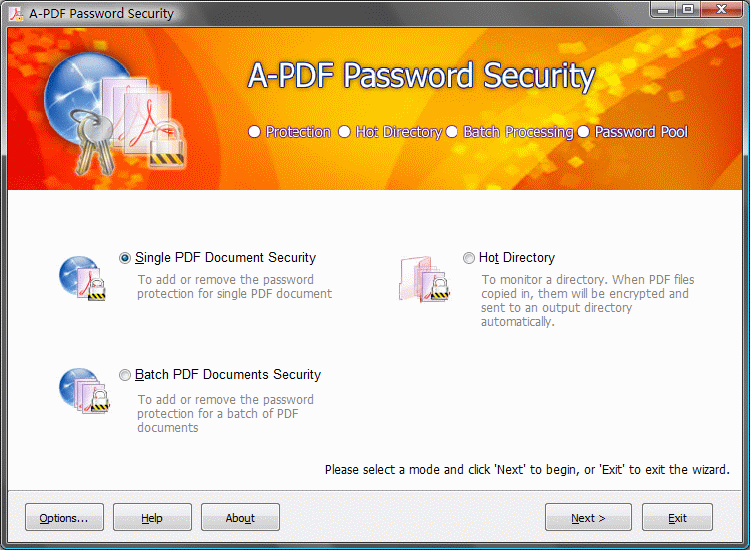 Click to view A-PDF Password Security 4.7.2 screenshot