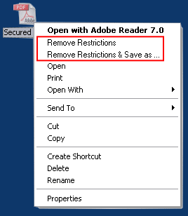 Screenshot of A-PDF Restrictions Remover 1.2.0