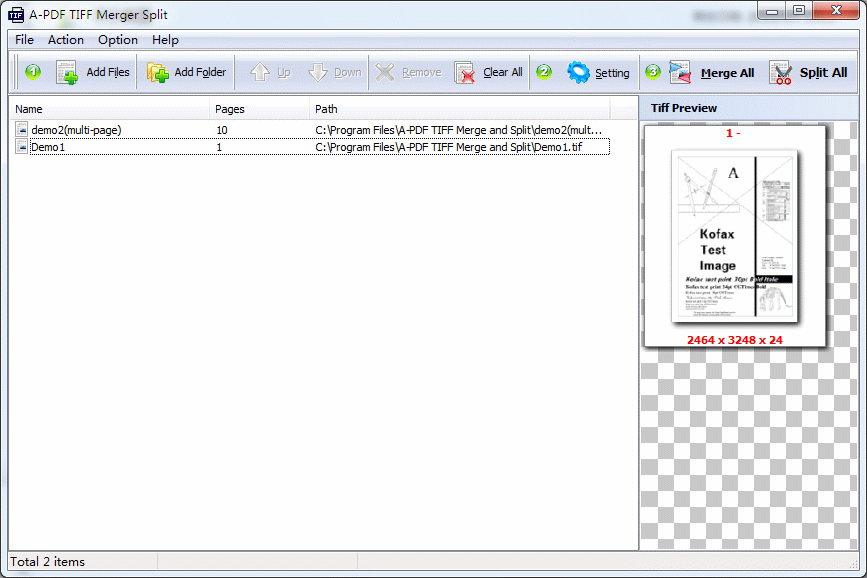 A-PDF TIFF Merge and Split 2.8 screenshot