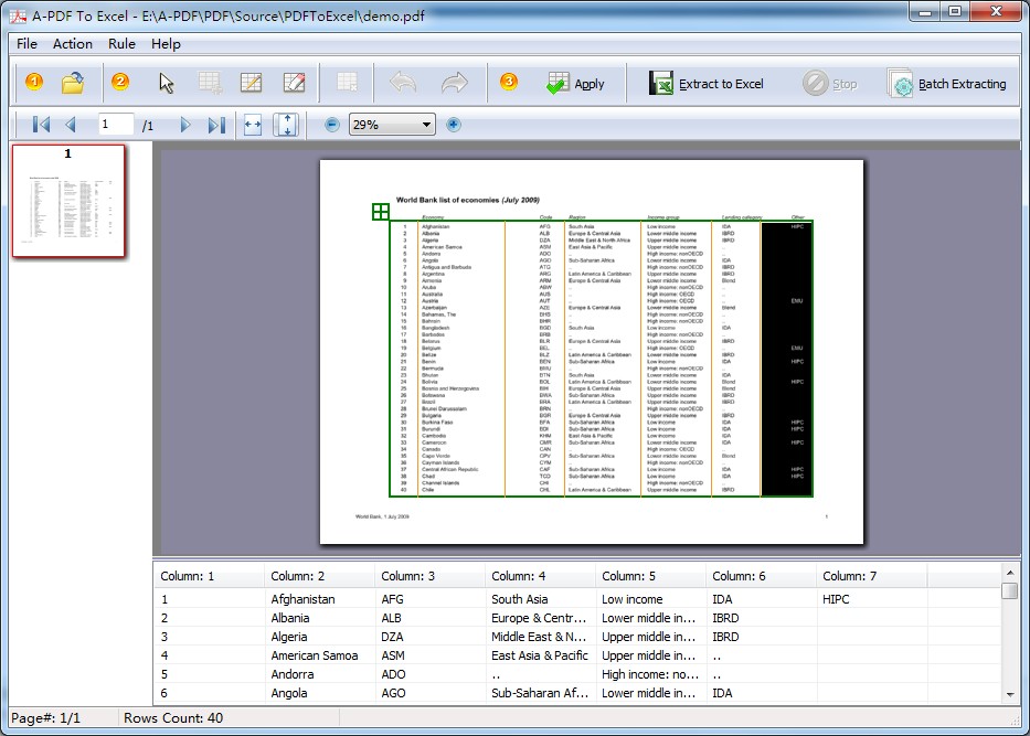 A-PDF To Excel software