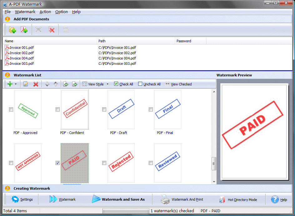 Add manipulate watermarks to Acrobat PDF documents.