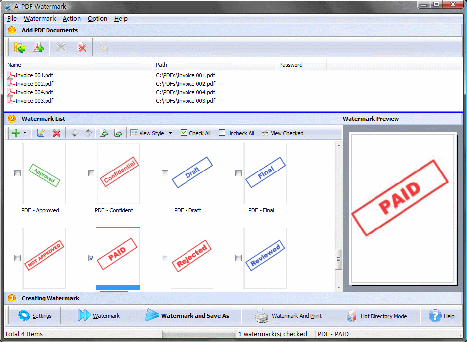 Click to view A-PDF Watermark 4.9.2 screenshot